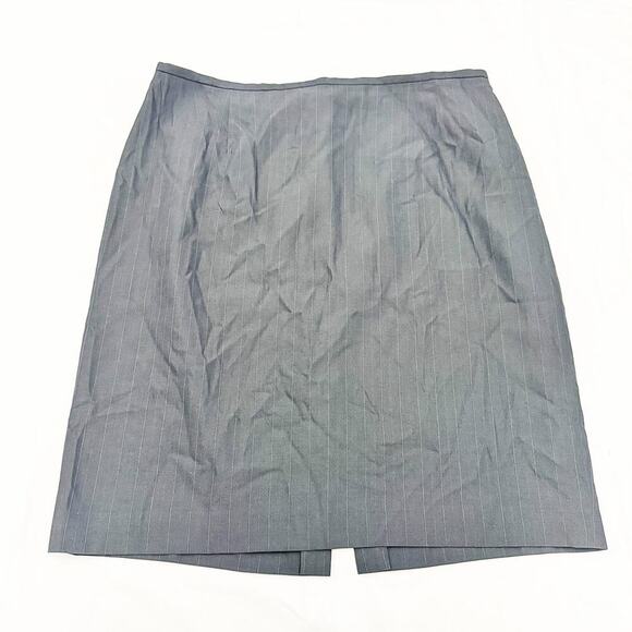 Lafayette 148 Wool Silk Gray Pinstripe Pencil Wool Silk Patterned Skirt Size 16 - Picture 1 of 5